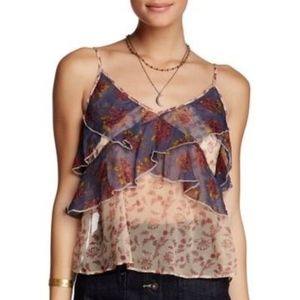 Free People All things Purple Beige Tank Top